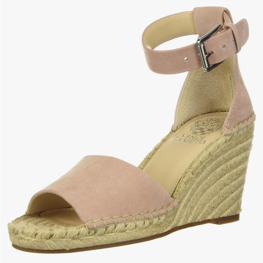 Vince Camuto Leera suede wedge sandal in color Precious